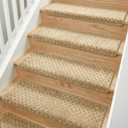 MBIGM Bullnose Carpet Stair Treads Non Slip Stair Mats for Wooden Stairs (14, Camel - Lattice, 9.5" x 30")