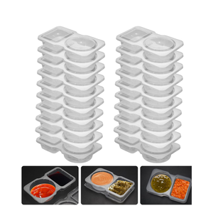 20 Set Reusable Snack Containers, 2-Compartment Dipping Containers with Lid for Refrigeration, Portion Control, Outdoor Takeaway Sauce Dip Case