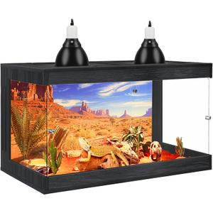 Royxen Bearded Dragon Tank, 30 Gallons Tempered Glass Reptile Terrarium with Metal Mesh Top, 3-Side Clear Anti-Scratch Glass Lizard Tank for Reptile Habitat (Black, 24" Length)