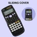 Scientific Calculators, IPEROT Black Math Calculator with 417 Function, Solar Battery Power and 4-Line Display, School Supplies for Middle High College Students Teachers (Black 991ES)