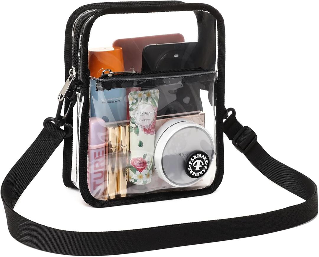 Clear bag for stadium events, women's Clear Purse crossbody bag, stadium approved with front pocket, perfect for concerts