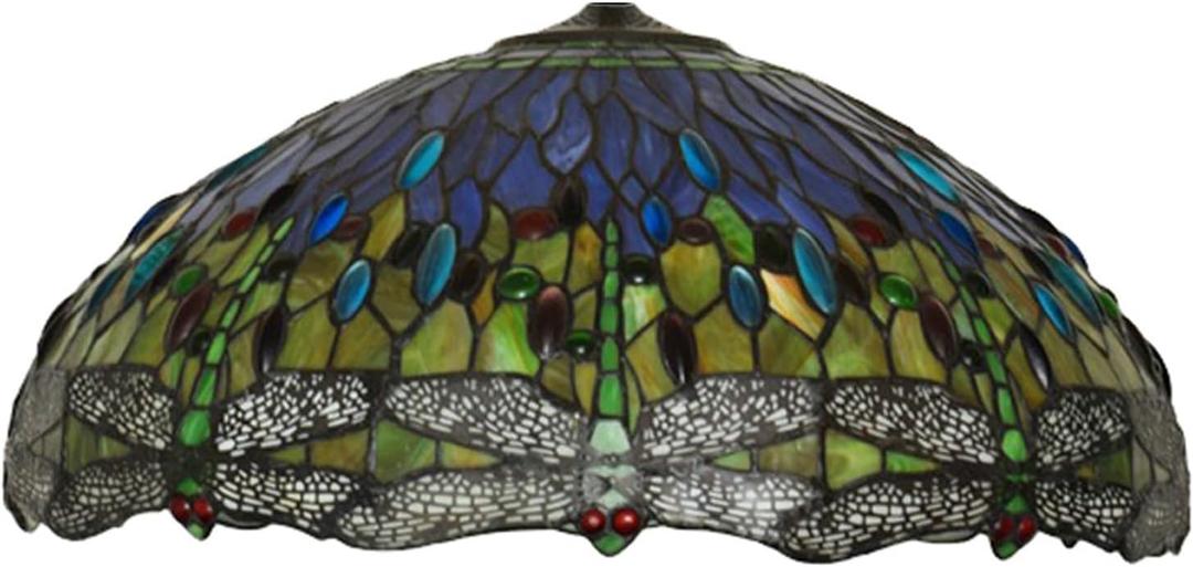 20-Inch Tiffany Style Dragonfly Lamp Shade Replacement Only, Stained Glass Lampshade Retro Handmade Lampshades Accessories Fit for Table lamp Pendant Lights Floor Lamps,A, 20 inches x 9.4 inches