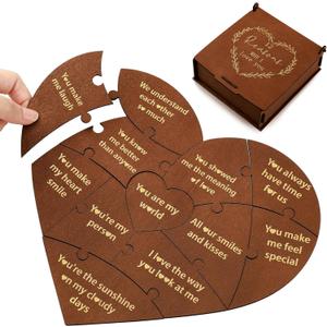 Seenelling Reasons Why I Love You Gift for Him Her, Valentine Romantic Heart Puzzle Box,12 Reasons Heart Puzzle for Girlfriend Boyfriend Wife Husband, I Love You Mom, Relationship Gifts Ideas