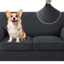 CYCMCAO 3 Piece Stretch Sofa Cover Couch Covers for 2 Cushion Couch, Loveseat Covers Stay in Place, Sofa Covers Washable with Elastic Bottom for Dogs (Charcoal Gray), 71"-91" (2 Cushion Sofa)