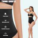 Thong Shapewear for Women Tummy Control High Waisted Body Shaper Underwear Seamless Shaping Panties (Black, XL)