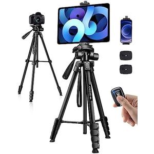 JOILCAN Phone Tripod Stand, 68" Tripod for iPad iPhone Tablet with Remote Universal Holder Carry Bag, Travel Aluminum Tripod for Video Recording Photos Vlogging Compatible with iPad Pro iPhone Camera