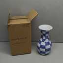 Blue and White Flower Vase, 11 Inch Tall Ceramic Vase in Wide Mouth Plain Pattern, Large Retro Chinoiserie Vase Decor Side Table Centerpiece Mantel Living Room Bookshelf Antique Grand Millennial Decor