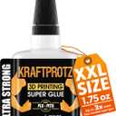 3D Printer Super Glue Thin for PLA, ABS, PETG, TPU & Nylon 1.76 oz XXL Capillary Action, Ultra Fast-Drying & Clear Perfect for Resin, RC Parts, Cracks & Fine Detail Fixes