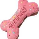Tamu style Dog Birthday Toys for Small Medium and Large Breeds, Soft Cotton Filled Squeaky Play, Cute Bone Shape Cake, Fun Gift