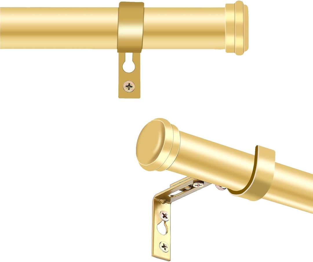 "Gold Wrap Around Industrial Curtain Rod, 72-144 Inches Adjustable, 1-Inch Diameter, Indoor and Outdoor Use"
