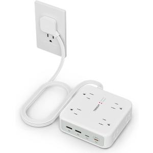 TESSAN Surge Protector Power Strip, 5 Ft Extension Cord Flat Wall Plug with 4 USB (2 USB C) 8 Outlets, 2100J Dual Surge Protection, 20W Multiple Charging Station for Home, Office, College, Dorm Room (Gray) TESSAN Surge Protector Power Strip, 5 Ft Extension Cord Flat Wall Plug with 4 USB (2 USB C) 8 Outlets, 2100J Dual Surge Protection, 20W Multiple Charging Station for Home, Office, College, Dorm Room (Gray)