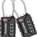 3 x Puroma 2 Pack TSA Approved Luggage Locks, 4 Digit Combination Travel Cable Locks Resettable Code Lock with Zinc Alloy Body for Suitcase, Toolbox, Backpack, Bag, Gym Locker (Black)