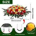 Wocst Headstone Flower Saddle,Large Artificial Cemetery Flowers for Grave Artificial Roses Daisy Saddle for Cemetery Headstone (Yellow)