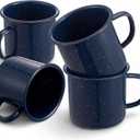 Mimorou 4 Pcs 16 oz Enamel Mugs Outdoor Camping Coffee Cups for Hot Cold Beverages Durable for Home, Travel, Beach (Blue)