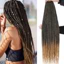 24 Inch Box Braids Crochet Hair 144 Strands Pre-looped 3X Braids 8 Packs Hair Extensions Black Strawberry Blonde Synthetic Crochet Hair for Woman (T27#)