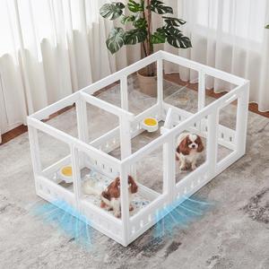 Clear-air Dog Playpen Indoor Acrylic Pen, 24" H, White, 12 Panels