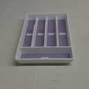Silverware Organizer with Cutlery Icons，Silverware Tray for Kitchen Drawer，Plastic Flatware Tableware Silverware Drawer Organizer Utensil Organizer with Non-slip TPR Linings，5-Compartment, Purple