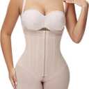SHAPSHE Fajas Colombianas Tummy Control Shapewear Strapless Body Shaper Butt Lifter BBL Stage Compression Garment (Medium, Beige)