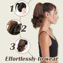 5 x Ponytail Extension 8 Inch Claw Clip in Ponytail Short Curly Ponytail Extension for Women Messy Bun Fluffy Wavy Curly Synthetic Versatile Brown Hairpieces