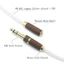 3.5mm 1/8" TRS Male and 6.3mm 1/4" Adapter to 4.4mm Balanced Female Headphone Audio Adapter Walnut Wood Shell Cable 8 Cores 6N OCC Copper Single Crystal Silver Plated Wire