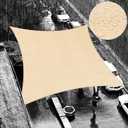 ShadeMart 14' x 14' Beige Square Waterproof Sun Shade Sail Canopy Awning, 95% UV Blockage & Water Resistant smTADS14, Outdoor Backyard Patio Garden Carport - We Make Custom Size