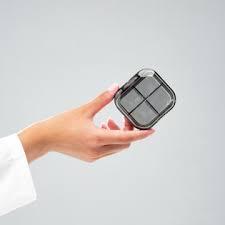 Small Pill Case, Travel Pill Organizer, Small Pill Box, Pill Container for Purse 4 Compartments, Daily Compact Travel Medicine Holder for Vitamins Medication (Black)