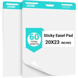 Chart Paper,Sticky Easel Pad for Teachers, 20x23 Inches,Anchor Flip Chart Paper with Lines,Heavyweight Self-Stick Flip Chart Paper, Residue-Free & EasyRemoval, 60 Sheets, 2 Pads