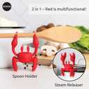 OTOTO Red The Crab Silicone Utensil Rest - Kitchen Gifts, Silicone Spoon Rest - Heat-Resistant Kitchen - Steam Releaser, Chopstick Rests & Holders