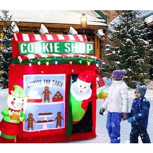 6.3 Feet Inflatable Gingerbread Cookie Shop with Santa Claus
