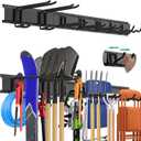 "48 Garage Tool Organizer Wall Mount - Heavy Duty 520lbs Metal Storage Rack, Easy Install Adjustable Hooks for Garden Tools Brooms