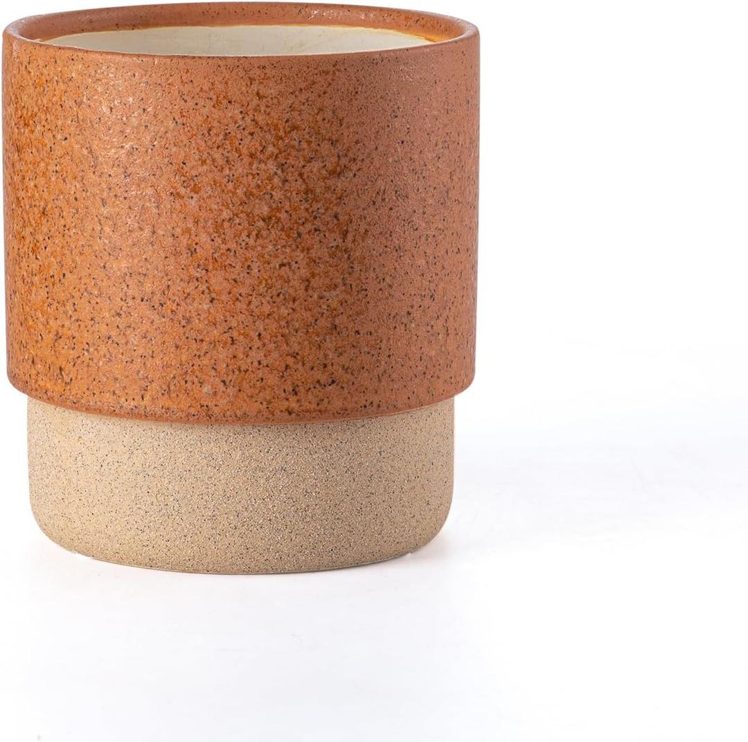 Self Watering Plant Pot: 6 Inch Ceramic Planter with Drainage Hole & Water Storage Plus - Flower Pot for Indoor & Outdoor Plants (Terracotta, Small)