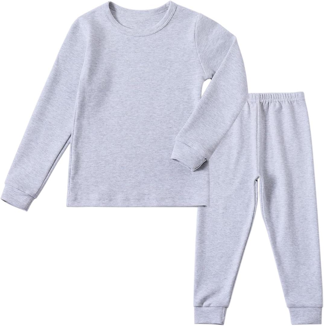 Kids Winter Thermal Underwear Long Johns Set Toddler Little Boys Girls Pajamas Warm Base Layer Set (3-8Years) (Gray)