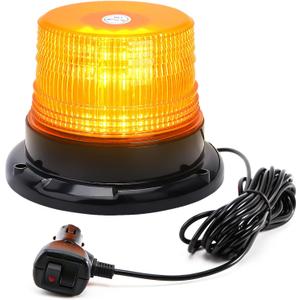 PKINGLAKE Amber Beacon Strobe Lights w/Magnetic Base, 12-24V Warning Safety Flashing Emergency Mini Light Bar for Trucks Vehicles Car