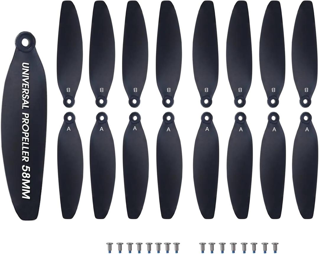 Universal 58mm/2.28In Drone Propellers for S162S116S112XK5SG108L108S3S9M8RG101A13S1SK918 Models - Replacement Drone Accessories with Stable and Low-Noise Operation 16-Pack (Black), 2.9 x 3.1 x 0.1 inches