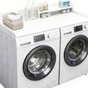 Washer Dryer Countertop, HDPE Laundry Countertop with Storage Shelf and Edge Rails-White