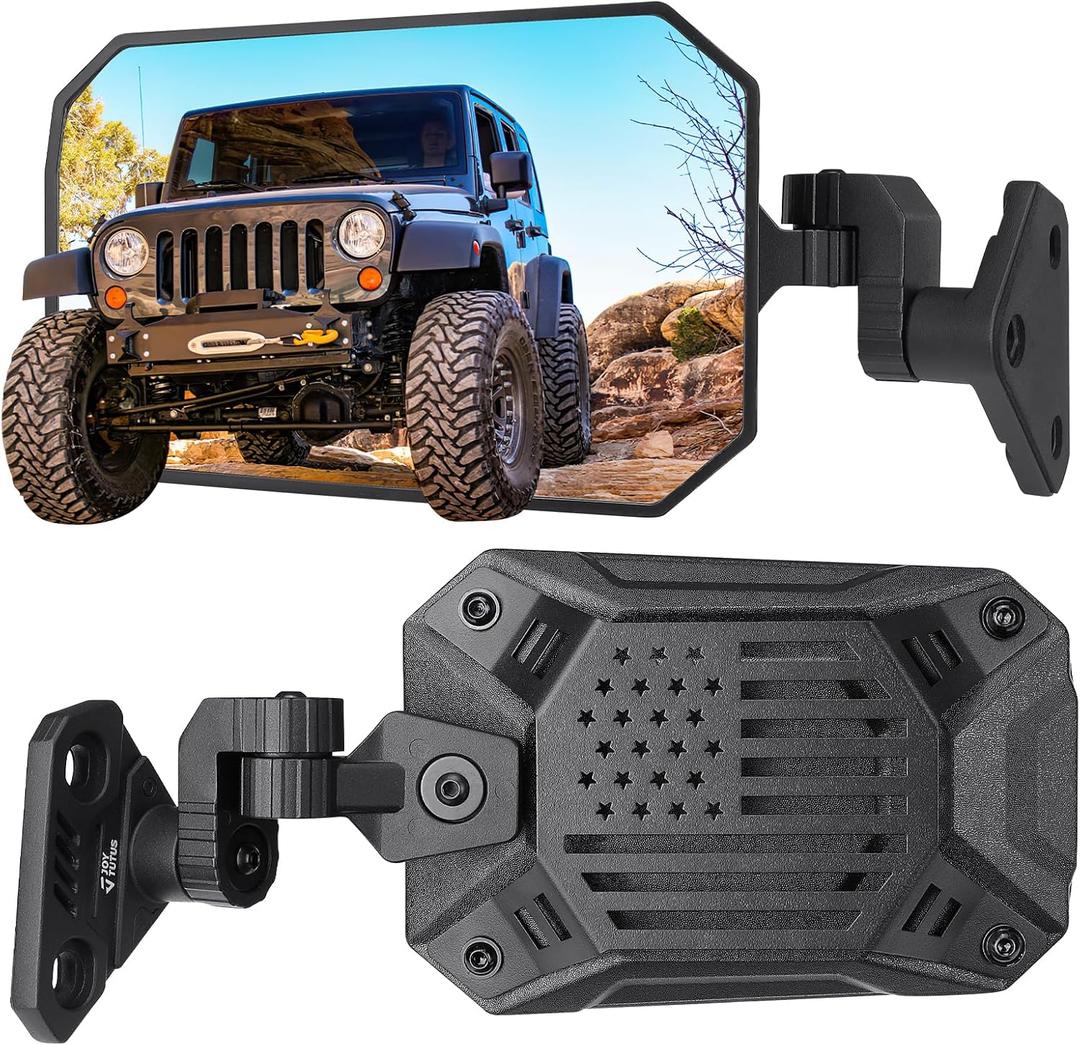 JOYTUTUS Wrangler Mirrors Doors Off Compatible with Wrangler TJ JK & Unlimited, Wrangler JK Side Mirrors for Wrangler 1997-2018, Wider View No Vibrate & Wobble (Patented), Does Not Fit on Doors (Black)