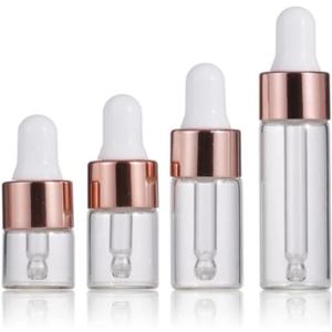 Eye Dropper Bottle Rose for Essential Oils, 4pcs of 1-5ml Glass with Eye Droppers, Leak Proof Travel