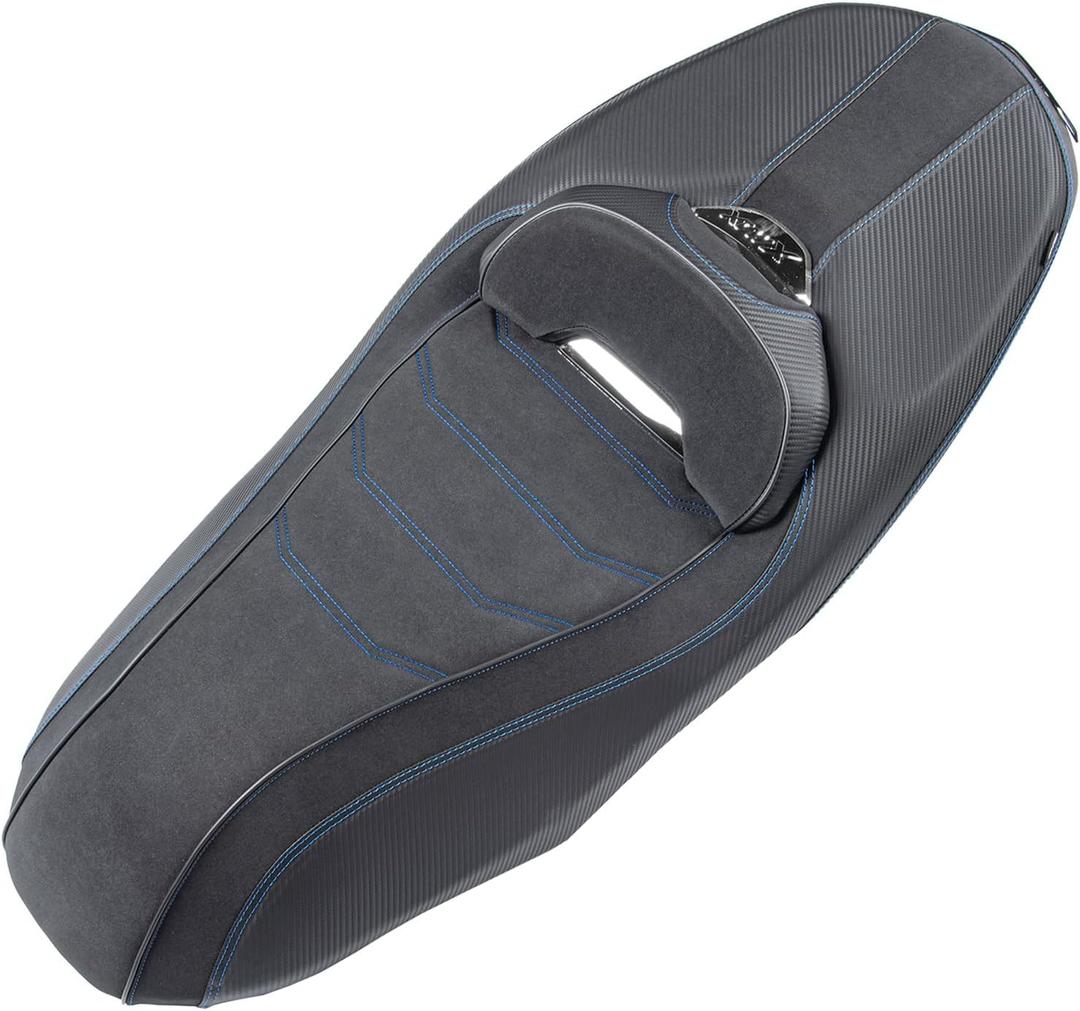 Motorcycle 2-Up Rider Passenger Comfort Seats Fit for Yamaha XMAX 300 2017 2018 2019 2020 2021 2022, One-Piece Complete Seat Leather Cushion Pad, Blue