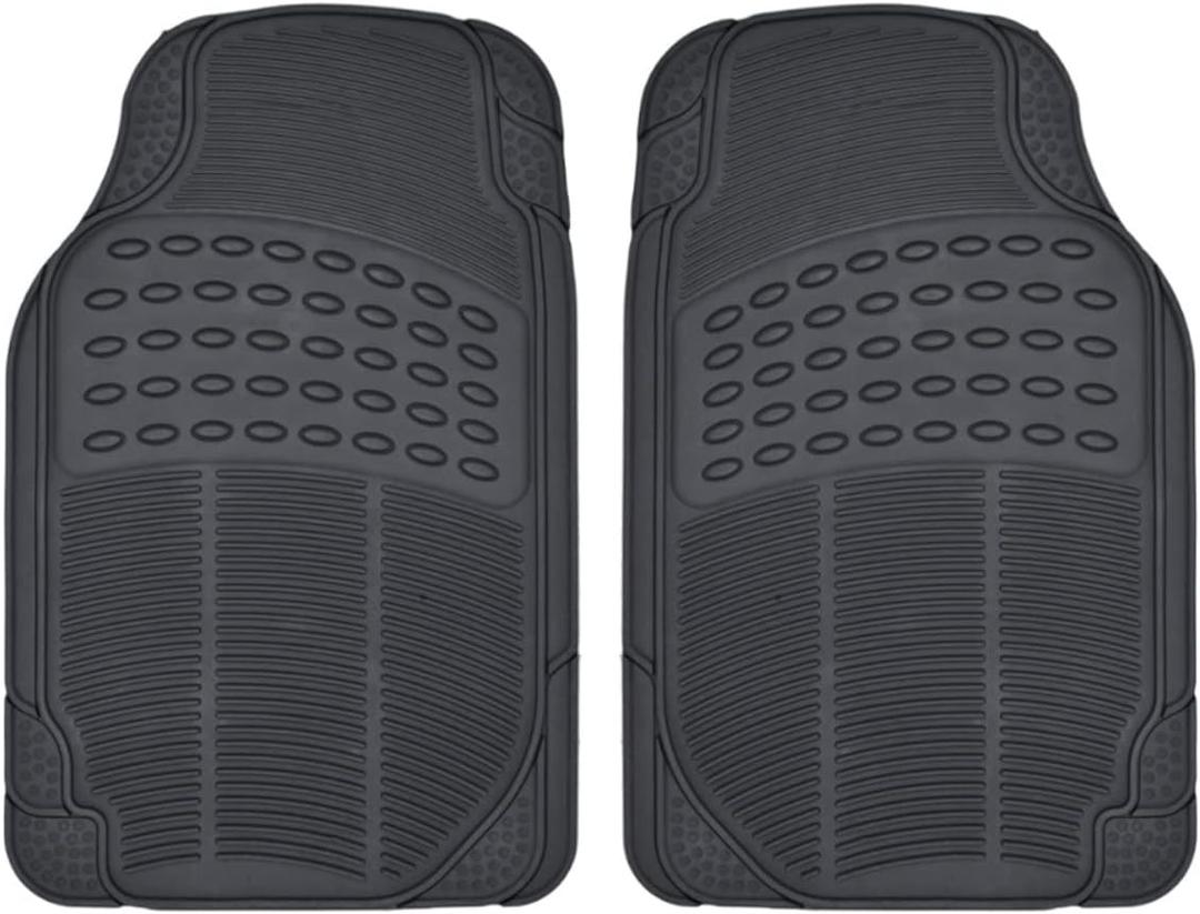 BDK ProLiner Floor Mats for Cars Trucks SUV, 2-Piece All-Weather Car Mats with Universal Fit Design, Durable Car Floor Mats with Capture Ridges, Waterproof Rubber Floor Mats for Cars (Black)