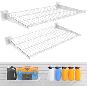 2 Pack Metal Slatwall Shelves 24X16.5 Inch, White, L2PC