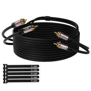 RCA Cable 75FT, 2RCA Male to 2RCA Male Stereo Audio Cable,Oxygen-Free Copper, Hi-Fi Sound, Double Shielded 2 RCA Car Audio Subwoofer Cord for Home Theater, HDTV, Amplifier, Hi-Fi System, Speaker