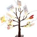 Mudder Valentine's Day Lighted Tree Wedding Gift Cards Tree Money Card Holder with 12 Clips LED Lighted Tips for Galentines 4th of July Graduation Birthday Home(Classic Style, Brown, Warm White)