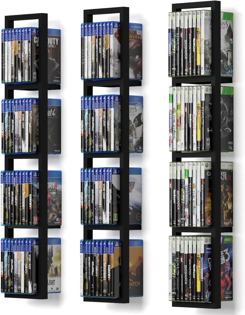 You Have Space Black Floating Shelves for Wall, 34 Inch Video Games CD DVD Storage Shelves, Cube Storage Organizer Shelf Set of 3, Large