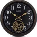 OCEST 15” Industrial Gear Wall Clock – Vintage Steampunk Decor with Moving Gears, Silent Quartz, for Living Room, Farmhouse, Office