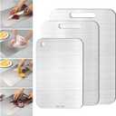 3PCS Stainless Steel Cutting Board Set, 304 Metal Kitchen Cutting Boards Non Toxic with Burr-Free Edges, Dishwasher Safe Non-Staining & Odor-Free for Meat, Vegetables, Fruits (S+M+L)