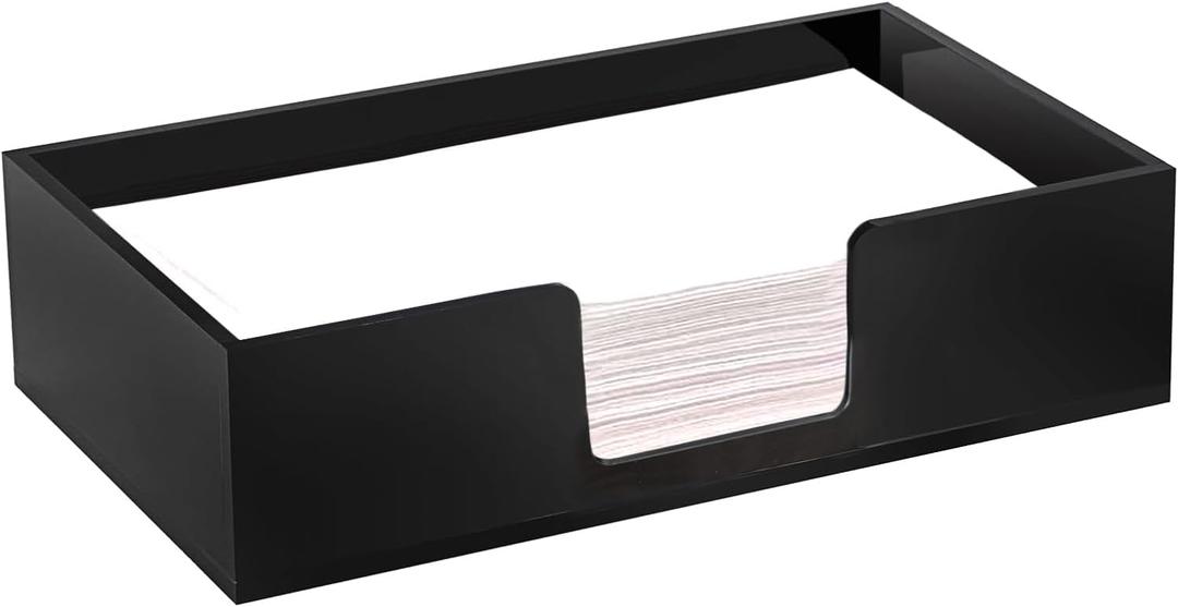 Acrylic Guest Towel Napkin Holder,Black Bathroom Paper Hand Towels Storage Tray,Disposable Paper Towel Holder for Bathroom,Kitchen,Parties,Weddings, Hotel and Restaurant