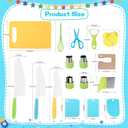 16PCS Montessori Kitchen Tools Cookware Baking Toy, Toddler Baking Set for Real Cooking includes 3 Serrated Edges Plastic Toddler Knives, Cutting Board, Y Peeler, Egg Beater, Toddler Food Picks