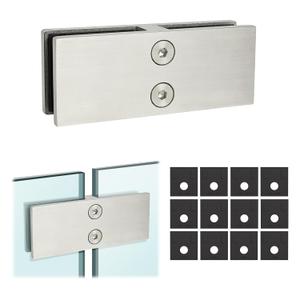 LukLoy 2 Pack Marine Grade Stainless Steel 316 Railing Glass to Glass Clamp, Heavy-Duty Bracket for Coastal Outdoor Balustrade Railing Pool Fence (180 Degree, 2 Pack)
