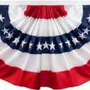 JRED Bunting American Flags 5x10 FT, USA Pleated Fan Flags, Embroidered Patriotic Red White and Blue Banner, for 4th of July Memorial Day Indoor Outdoor Decoration