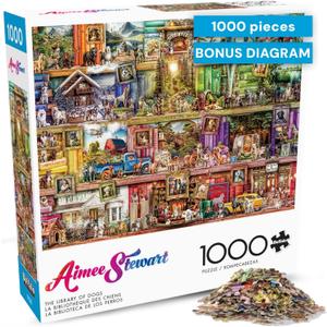 Puzzles for Adults 1000 Pieces  Buffalo Games The Library of Dogs by Aimee Stewart, Challenging 1000 Piece Puzzle for Adults with Poster, Premium Jigsaw Puzzle Made in The USA